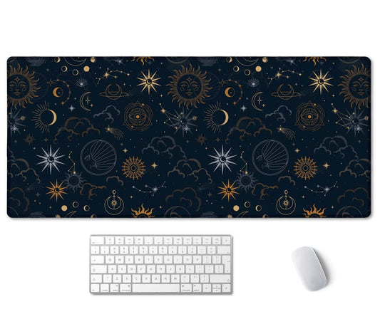 SSOIU Celestial Stars and Magic Eyes XXL Extended Desk Mat, Full Desk Office Home Large Mouse and