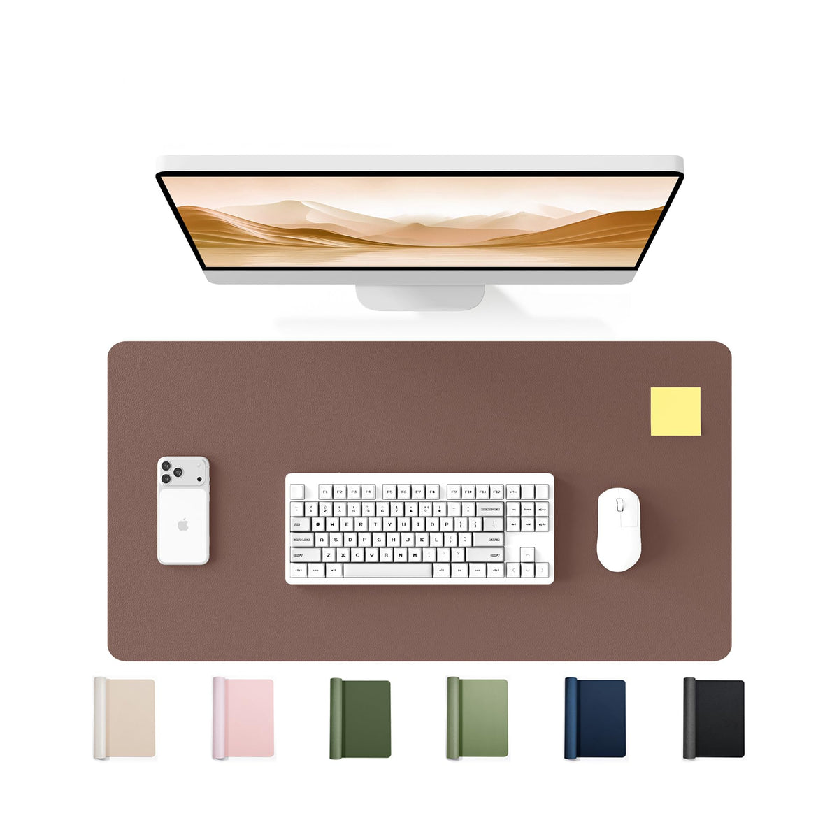 YSAGi 35.4" x 17" Large PU Leather Desk Mat for Keyboard and Mouse - Waterproof Non-Slip Desk Pad