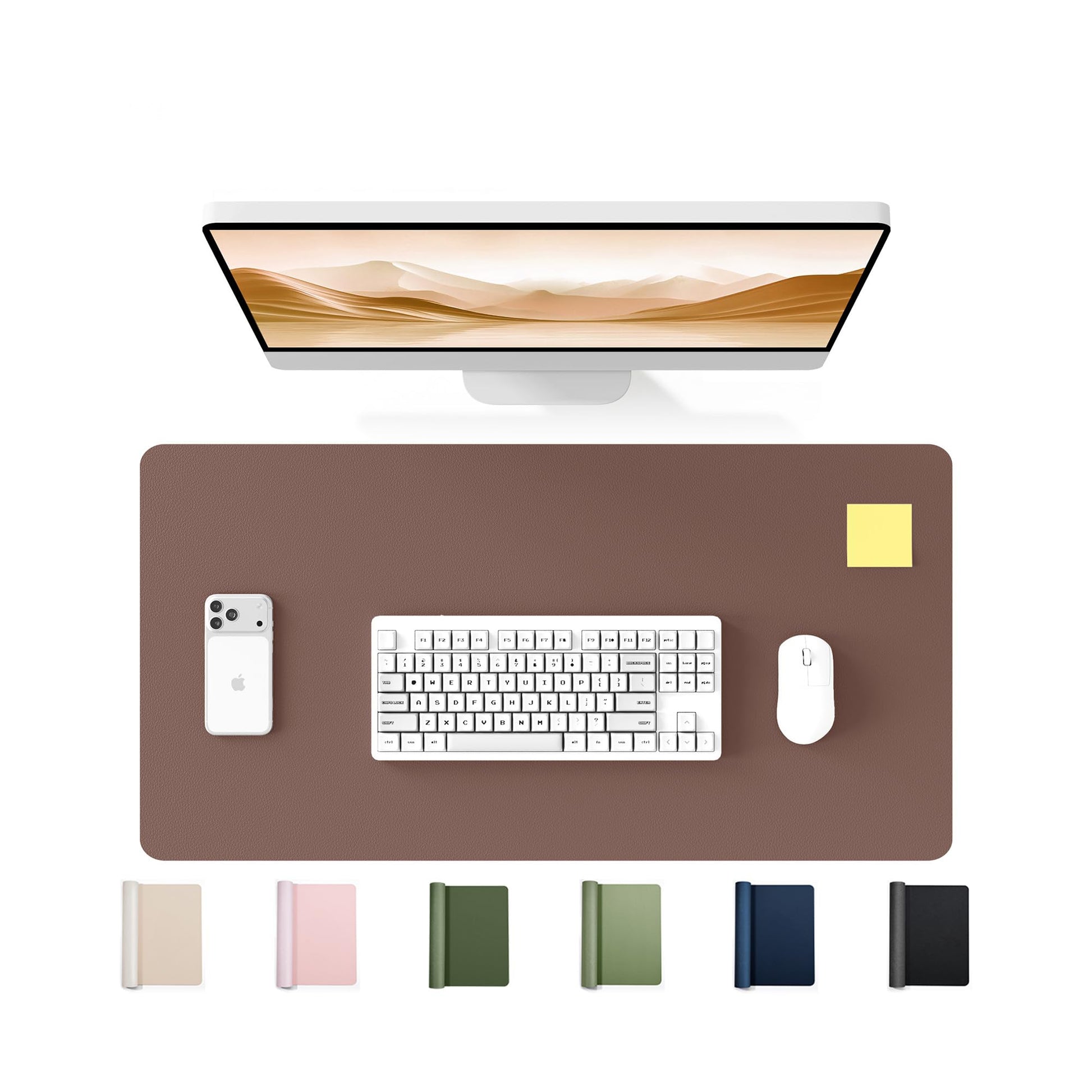 YSAGi 35.4" x 17" Large PU Leather Desk Mat for Keyboard and Mouse - Waterproof Non-Slip Desk Pad