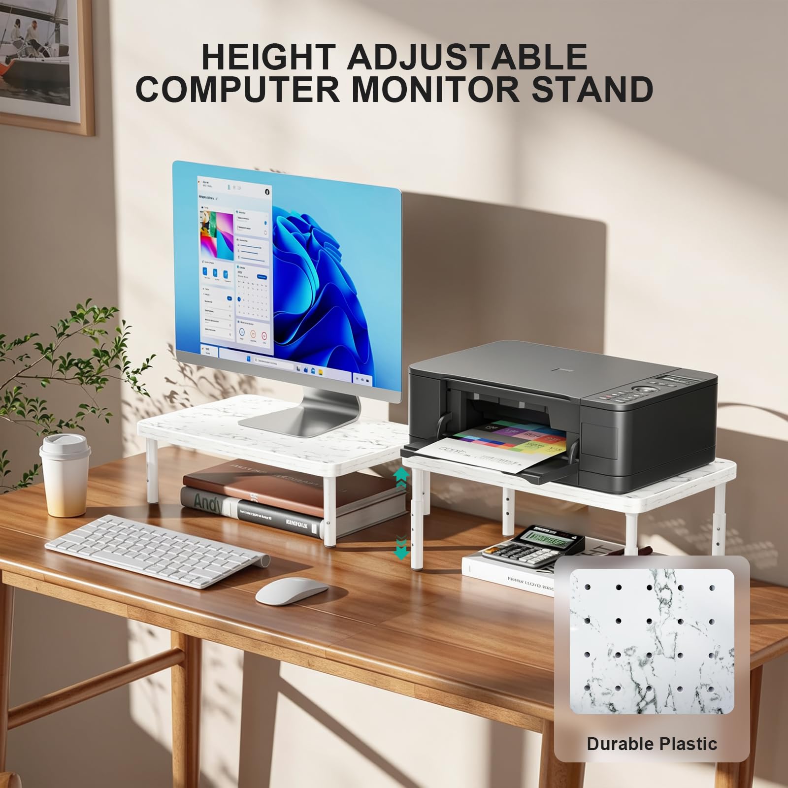 WALI Computer Monitor Stand for Desk, Adjustable Laptop Riser, up to 44 lbs