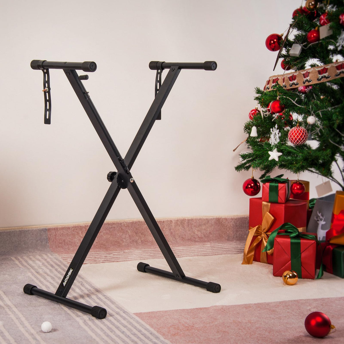 AODSK Single-X Keyboard Stand, 1-Second Adjust, Locking Straps, 61-88 Keys
