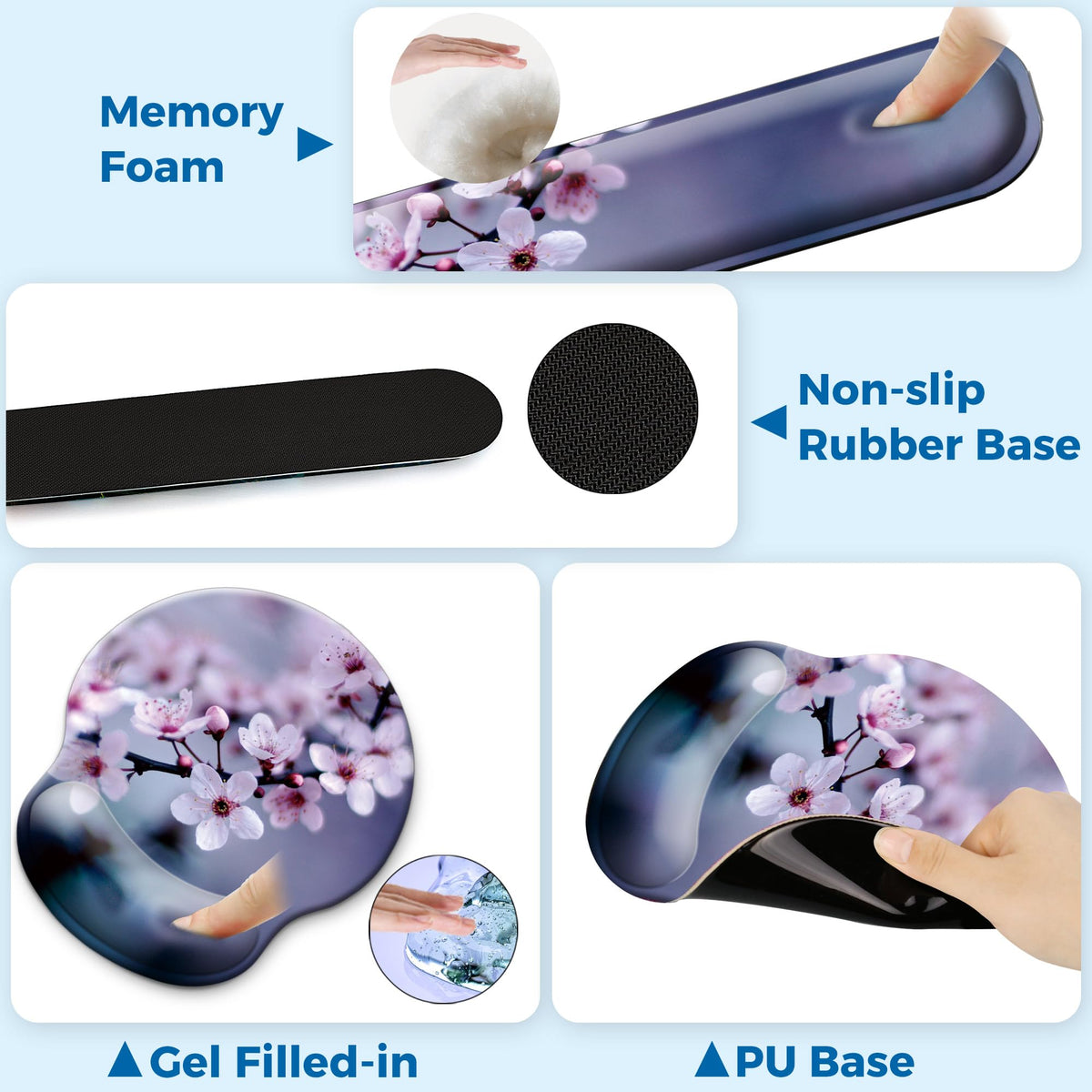 Wiabsi Mouse Pad and Keyboard Wrist Rest Support,Ergonomic Mouse Pad Set