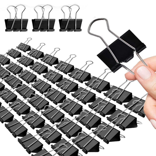 Large Black Binder Clips, 72 Pack, 1.6 Inch, Non-Standard 41mm, Black, Capacity 0.66 Inch, Metal