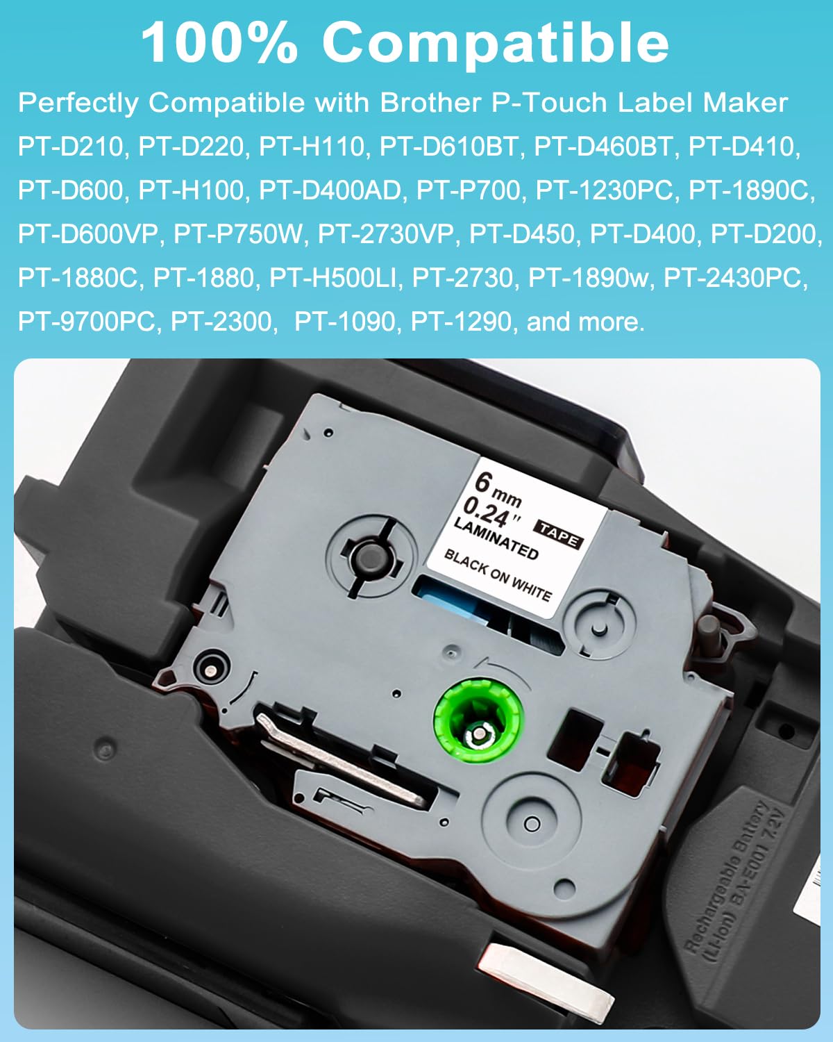 6mm 0.23" Label Maker Tape Refill Replace for Brother TZe TZ Tape