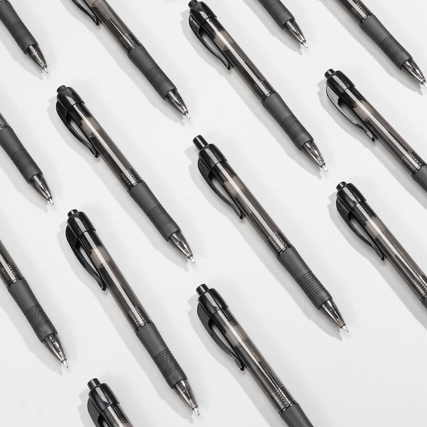 deegtran Pens Bulk, 50 Pack No Bleed Black Ink Click Pens with Soft Grip, Wholesale Retractable