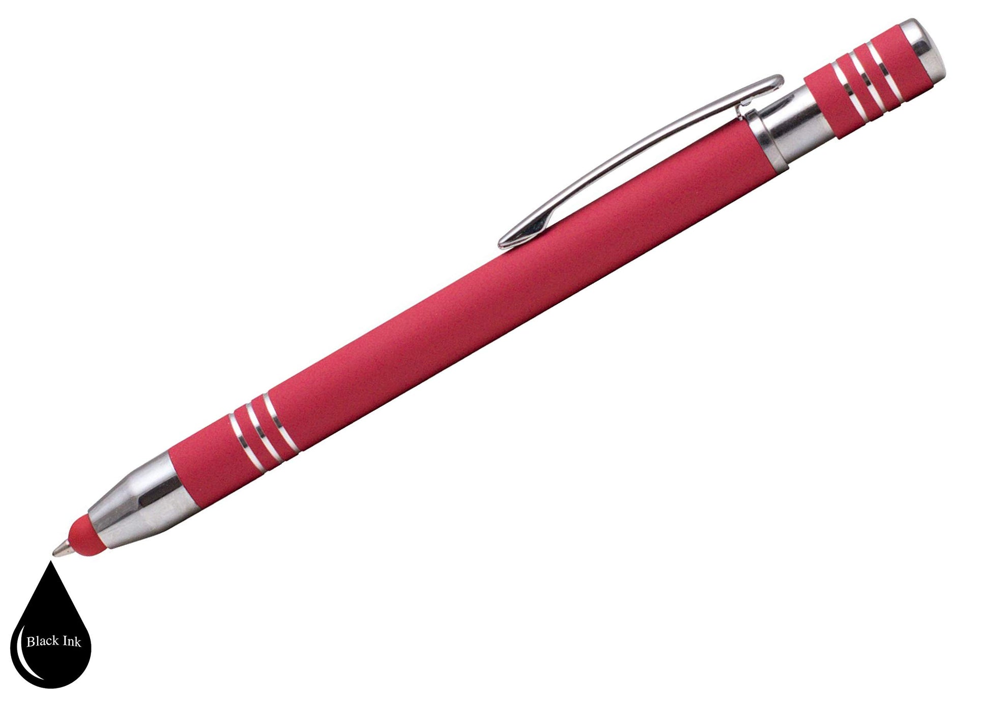ExpressDesigns™ - Soft Touch Custom Pens with Stylus Personalized Metal Printed Name Pens - Black