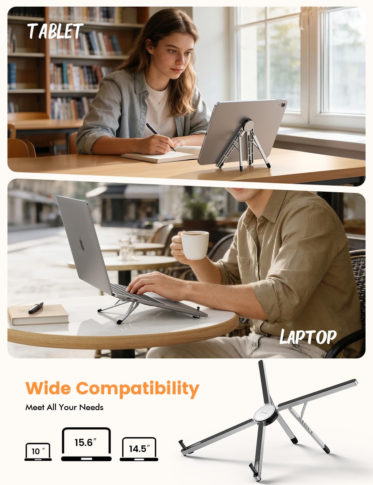 Lamicall Portable Laptop Stand for Desk & Travel 0.47in Ultra-Slim 10-15.6"