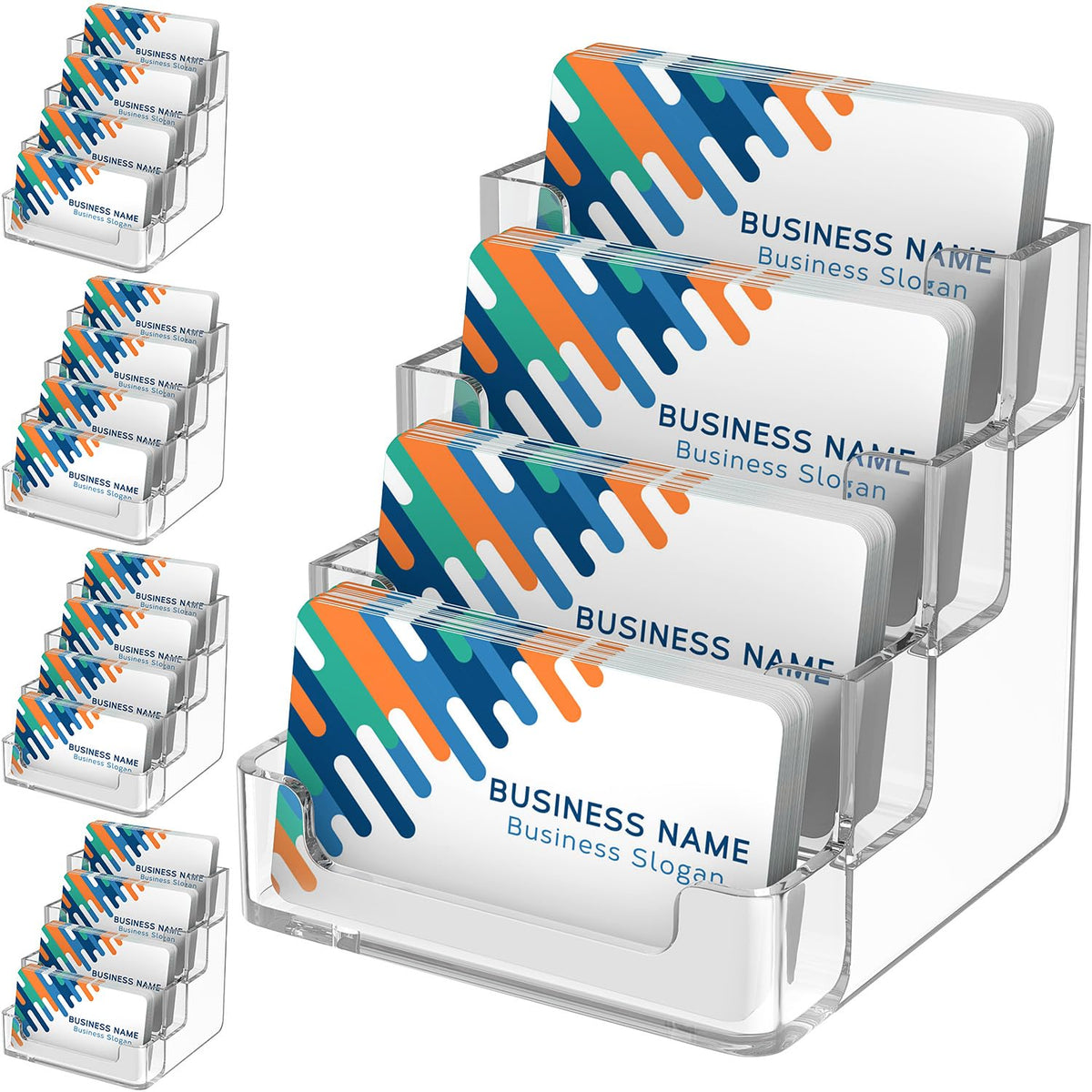 MaxGear Acrylic Business Card Holder, 320 Cards Capacity, 4 Pocket, 4 Pack