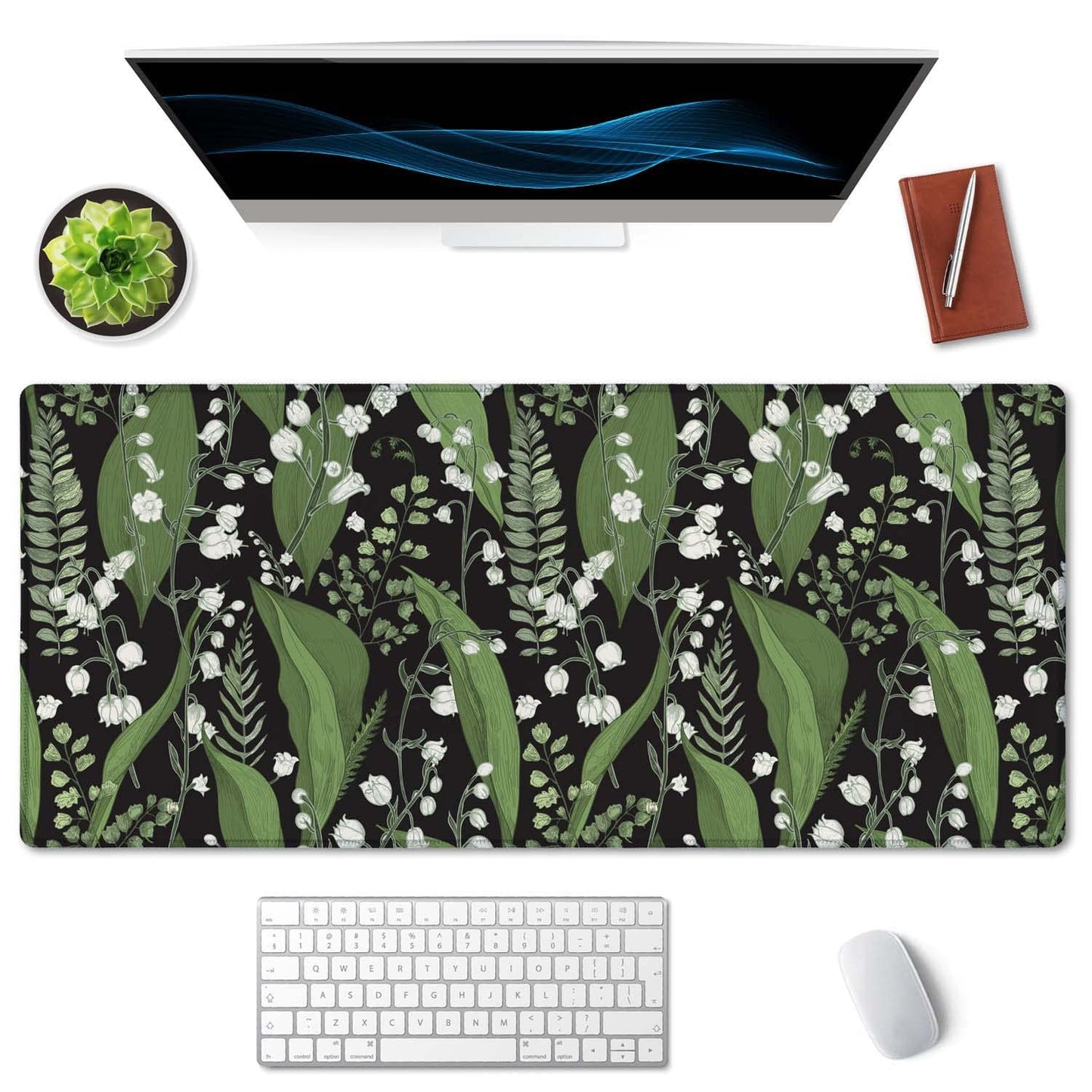 SSOIU Desk Mat, Extended Gaming Mouse Pad 35.5x15.7 in, Large Non-Slip Rubber Base Mousepad with