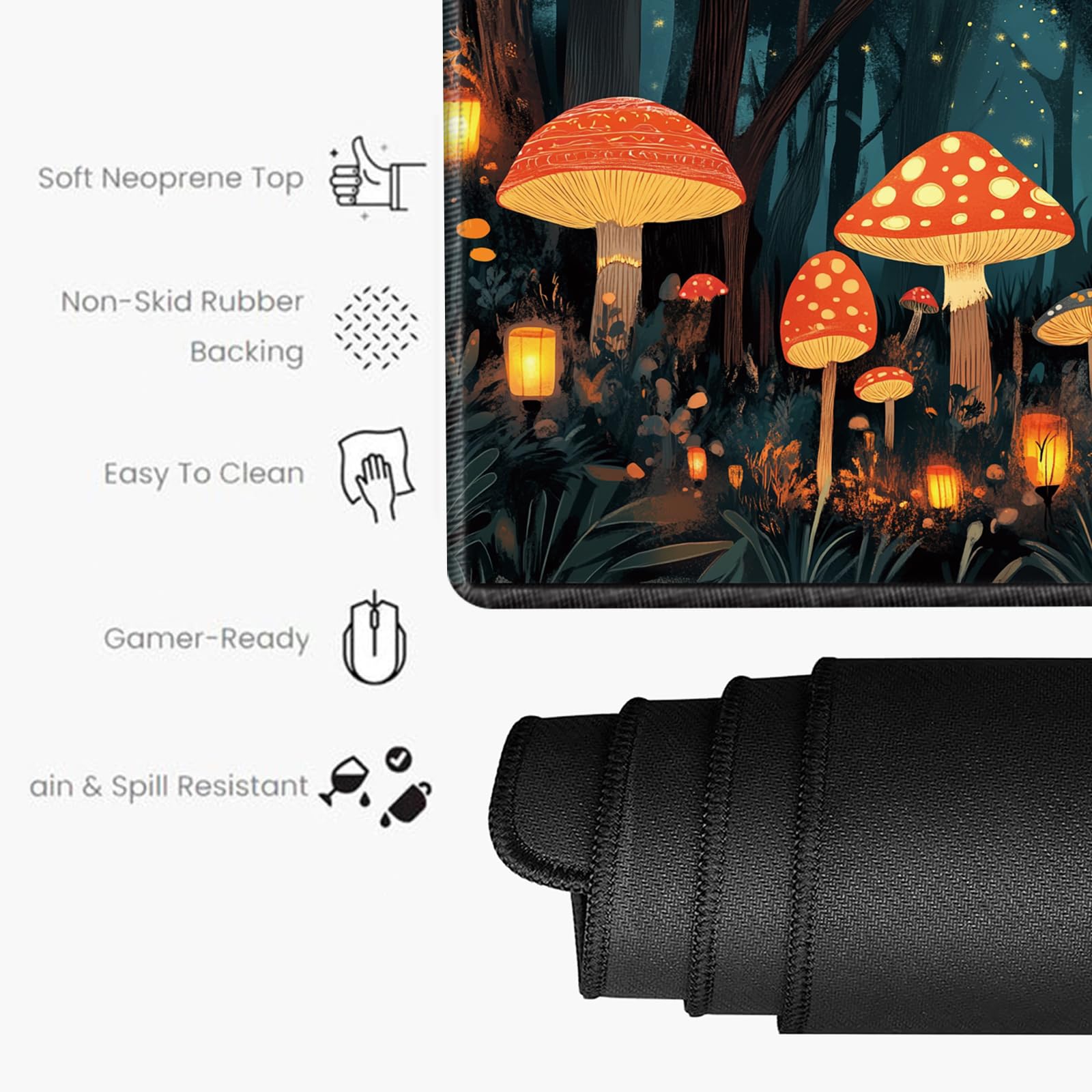 Large Mouse Pad Gaming Desk Pad Mushroom Mousepad for Wireless Mouse XXL 31.5''X15.75'' Big Desk