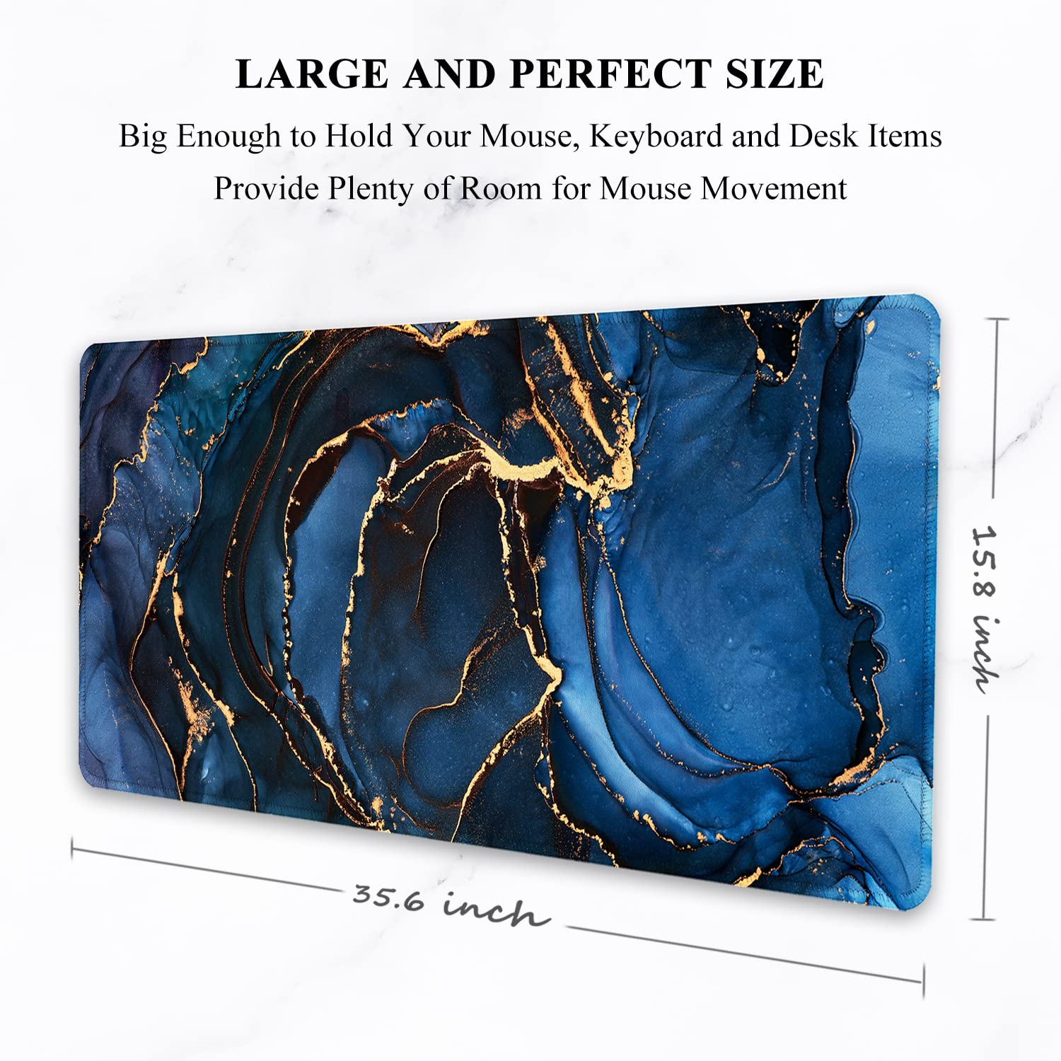 Auhoahsil Large Mouse Pad, XXL Desk Pad, Extened 35" x 15", Non-Slip Rubber Base, Stitched Edges