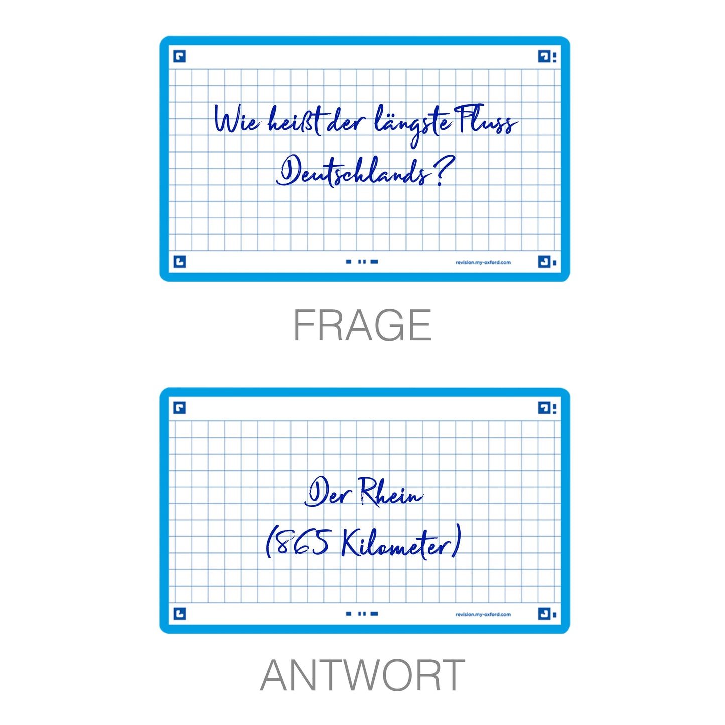 Flash Cards by Oxford, Squared with Turquoise Frame, Pack of 80 Cards, 7.5x12.5cm Size 400133854
