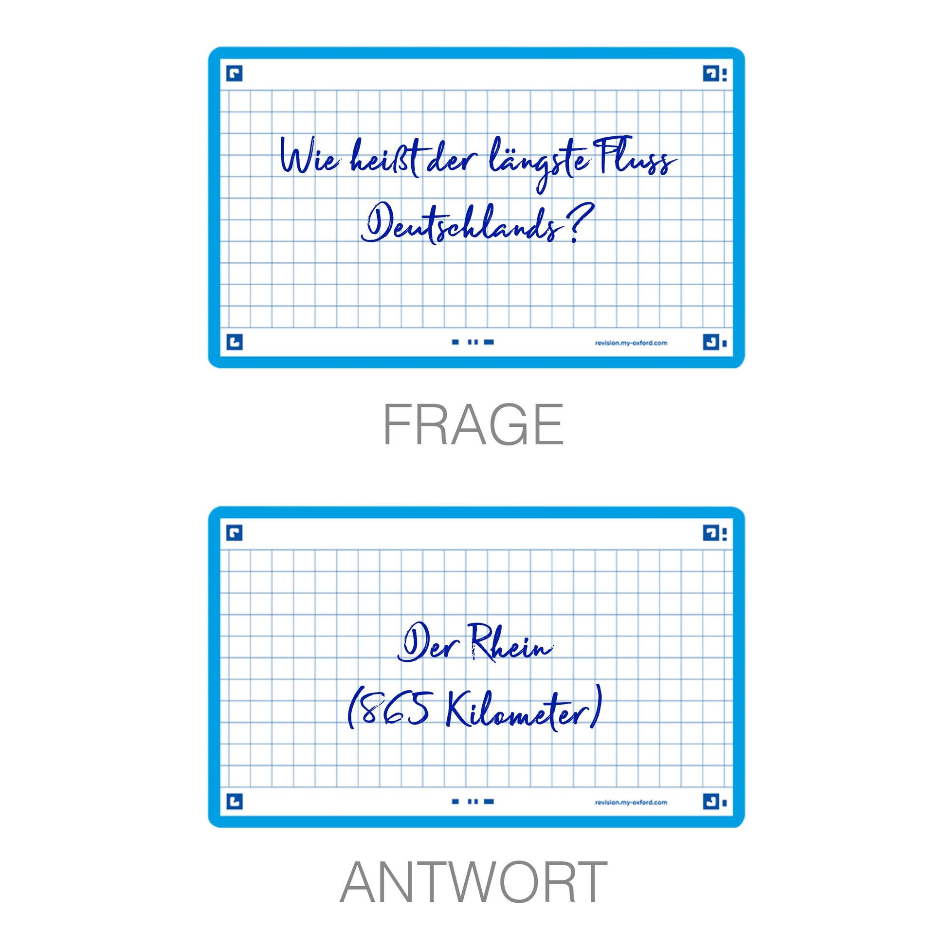 Flash Cards by Oxford, Squared with Turquoise Frame, Pack of 80 Cards, 7.5x12.5cm Size 400133854