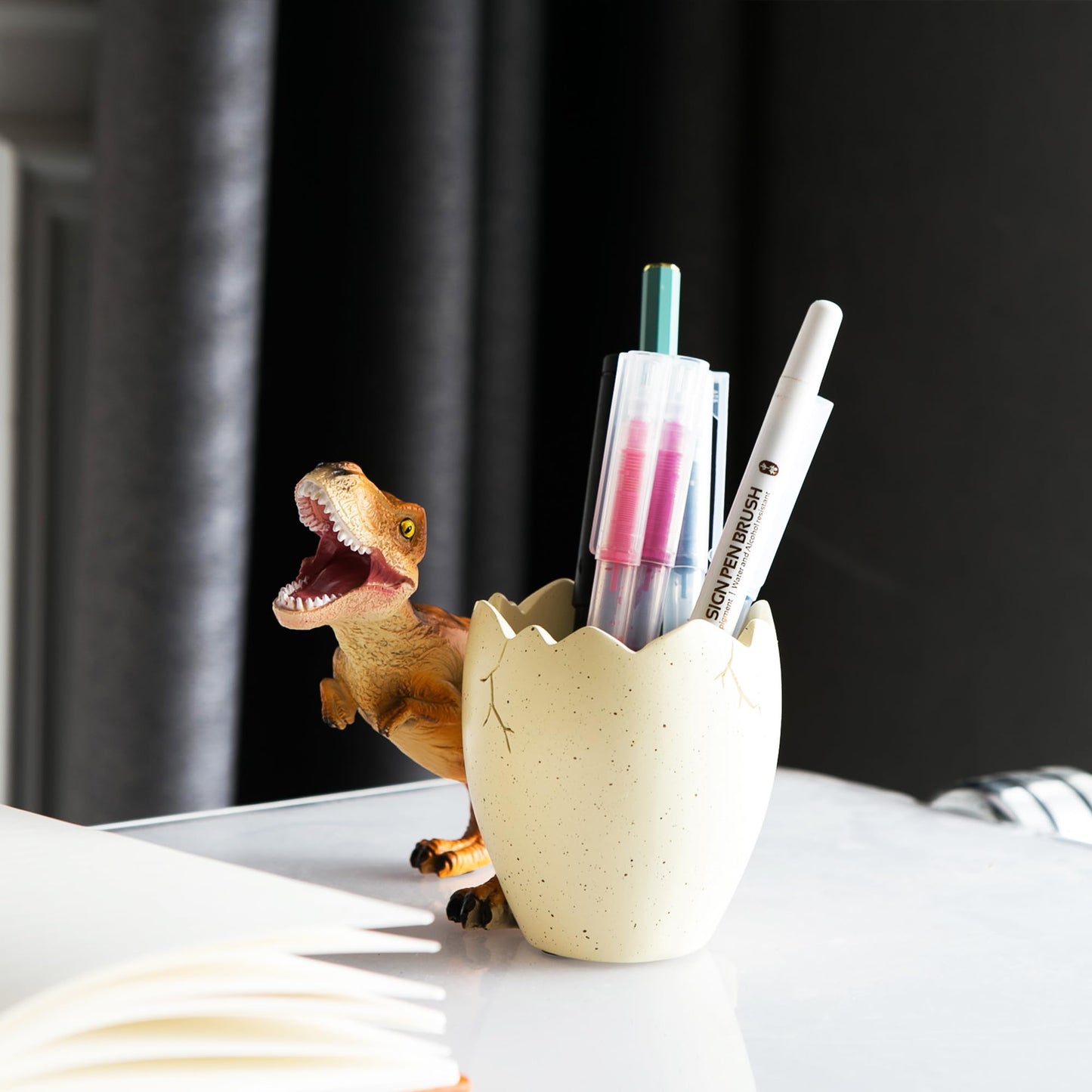 Banllis Dinosaur Pen Holder & Pencil Holder for Desk, Jurassic Park Decor