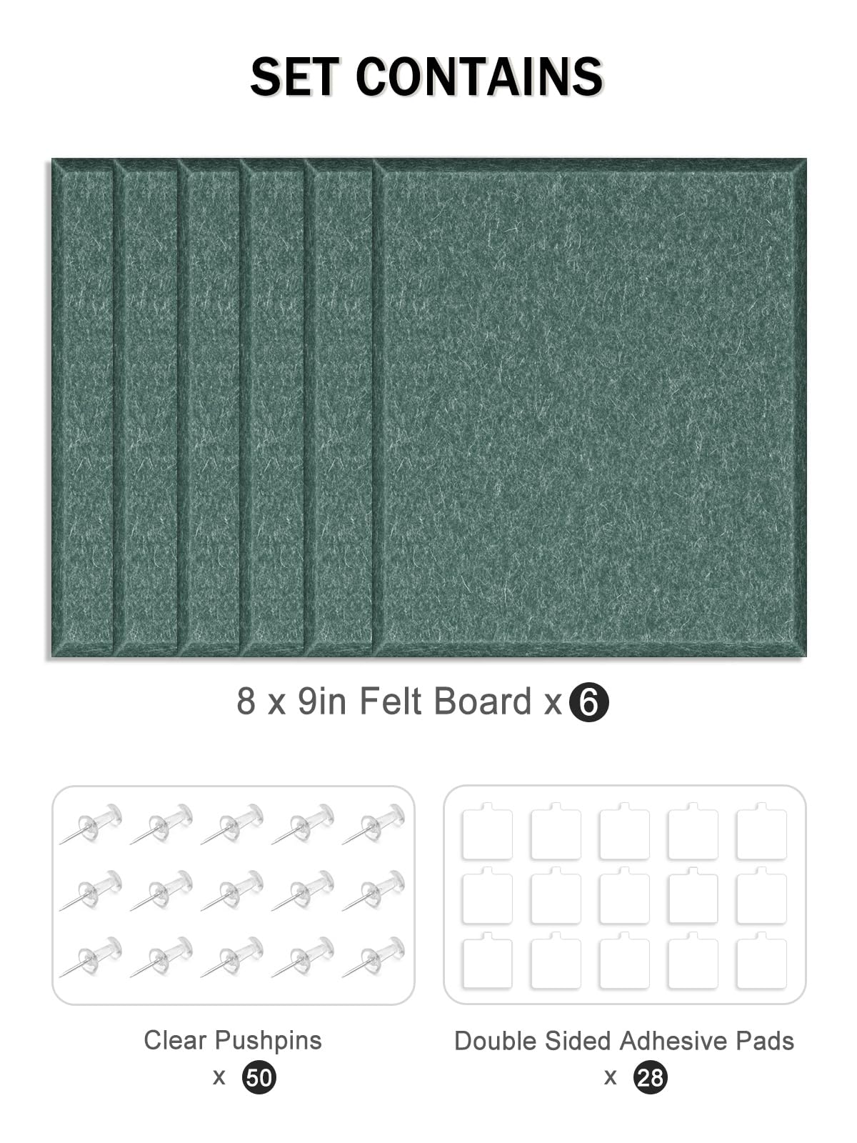 Hsurbtra Cork Board for Wall 24 x 18 Inch, 6 Pack Felt Bulletin Notice Board with Pushpins for