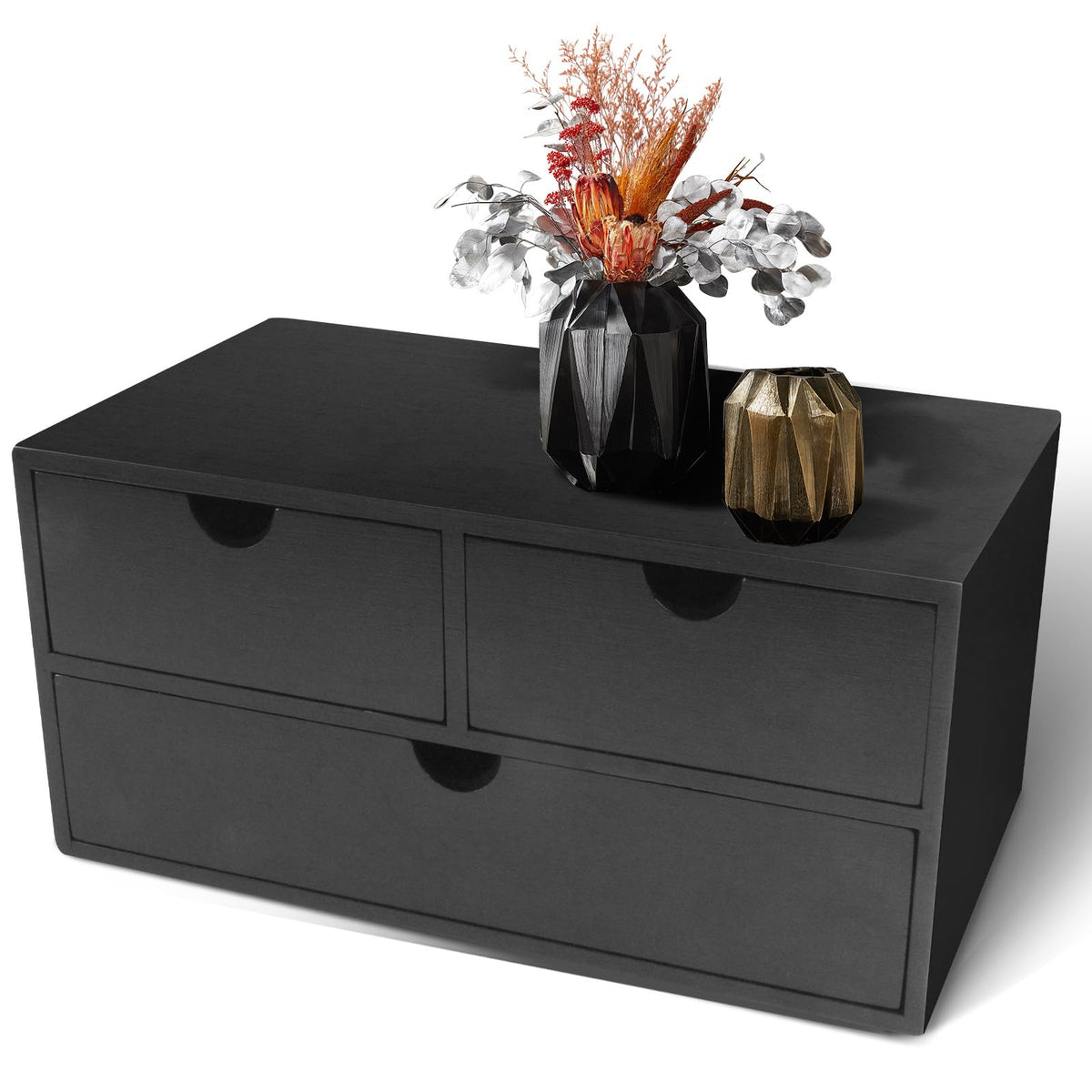 Charmewooden Bamboo Desk Organizer With Drawers Countertop Drawers Counter Storage Box Corner Desk