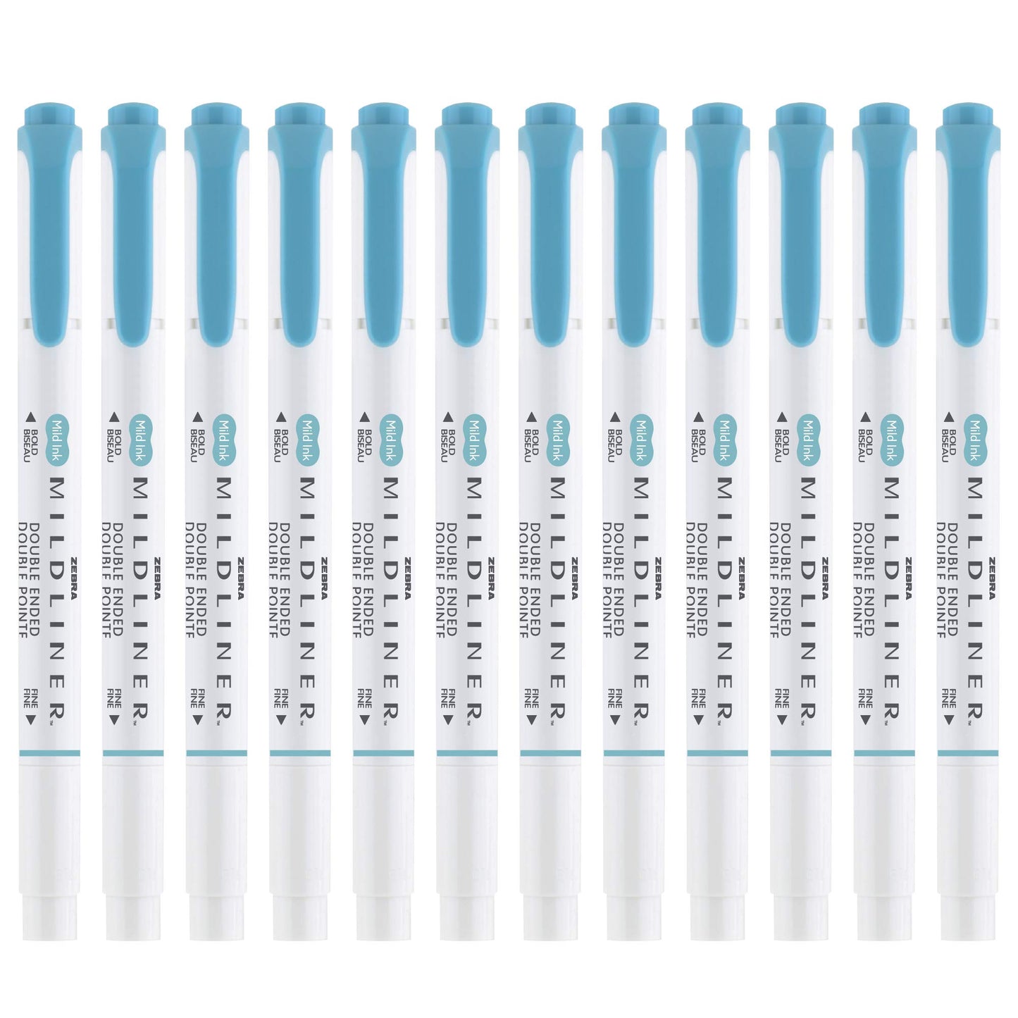 Zebra Pen MILDLINER No Bleed Highlighter, Smoke Blue, Dual Tip, 12-Pack