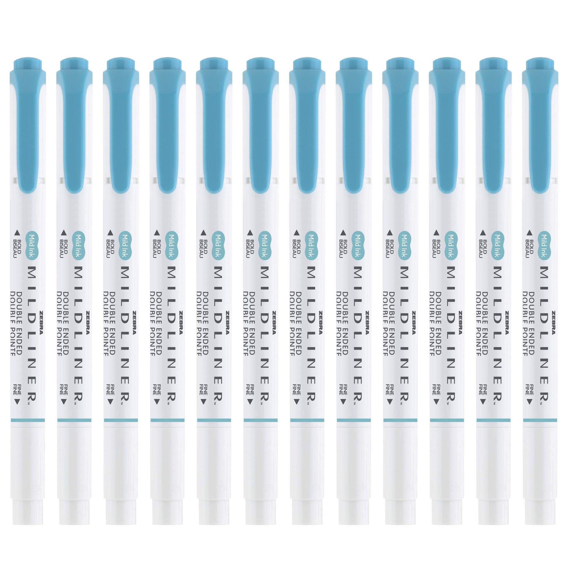 Zebra Pen MILDLINER No Bleed Highlighter, Smoke Blue, Dual Tip, 12-Pack