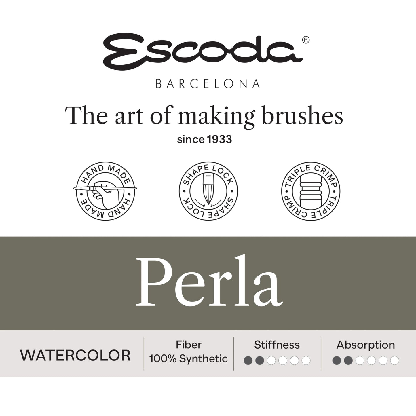 Escoda | Watercolour | Artist Set Joseph Zbukvic 1 | Size 8,10,12 | 3 Brushes | Synthetic White