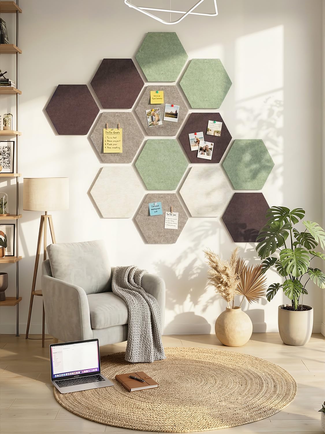 Uoisaiko 8-Pack Hexagon Felt Bulletin Board Tiles, Cork Board Alternative