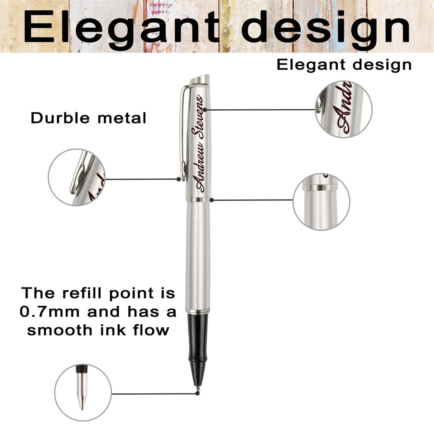 ABIsedrin Personalized Pens, Engraved Pen for Men, Custom Gel Ink Rollerball Pens，writing pen Gift