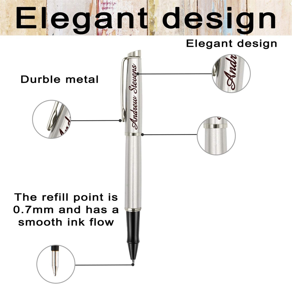 ABIsedrin Personalized Pens, Engraved Pen for Men, Custom Gel Ink Rollerball Pens，writing pen Gift
