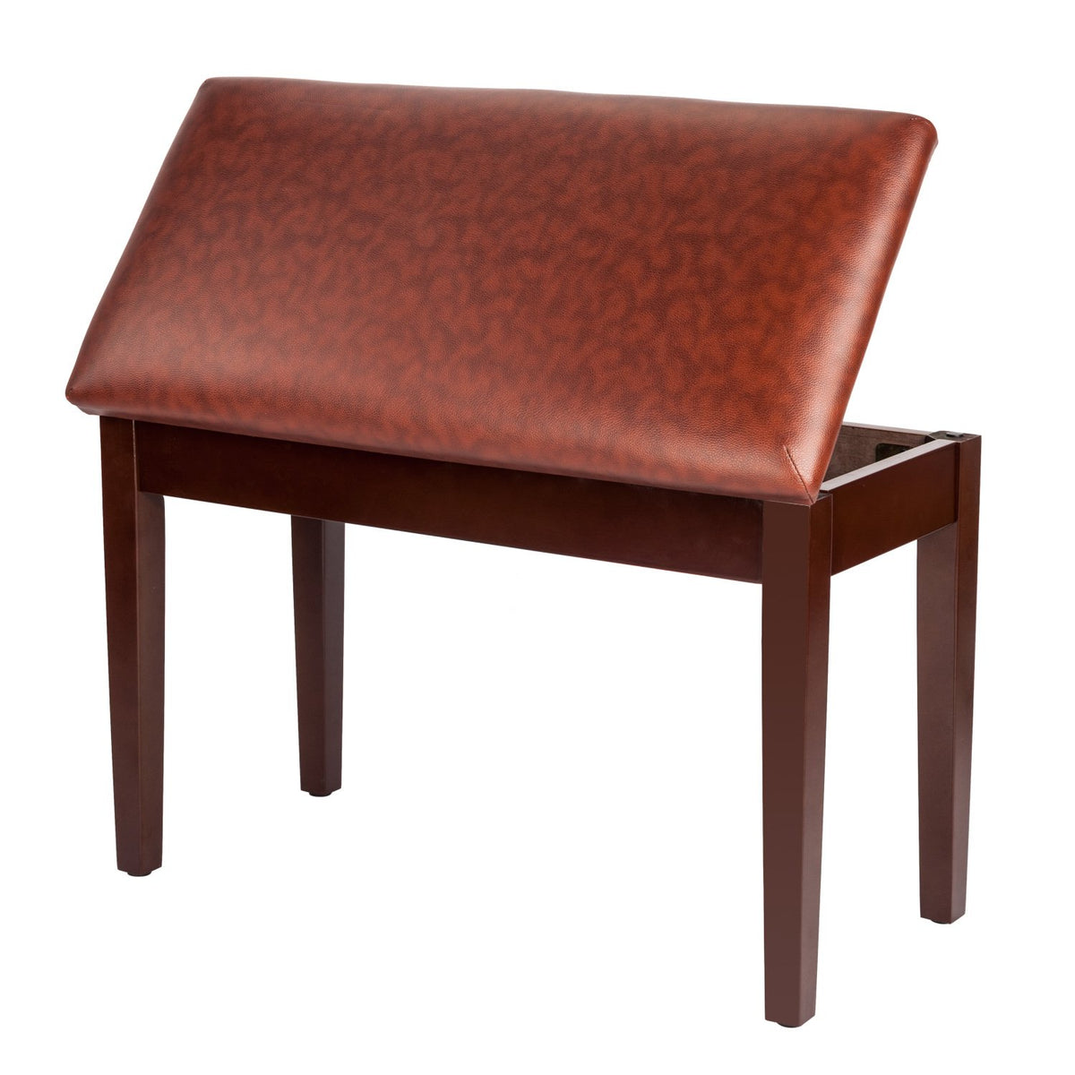 Bonnlo Wooden Duet Piano Bench with Storage, Hinged Lid, Brown