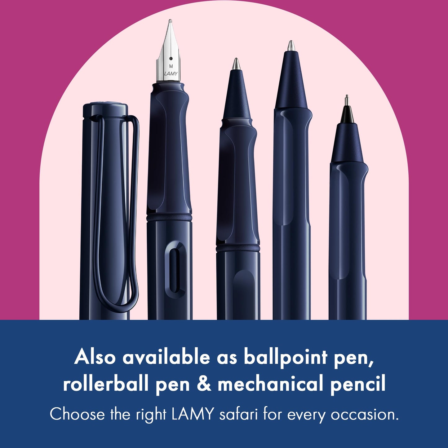 LAMY safari dark dusk - Fountain Pen with ergonomic grip & polished steel nib in size M - ideal for