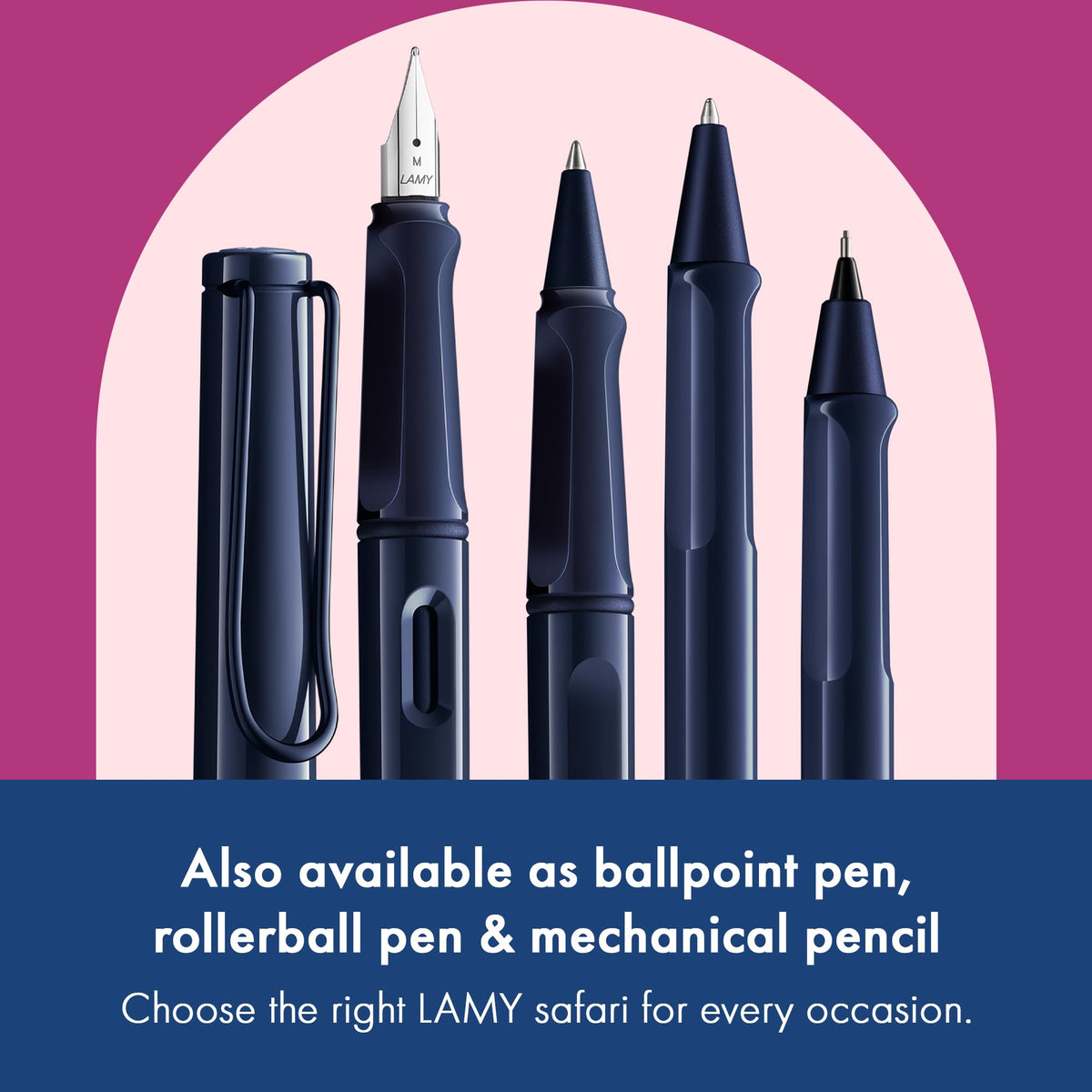 LAMY safari dark dusk - Fountain Pen with ergonomic grip & polished steel nib in size M - ideal for
