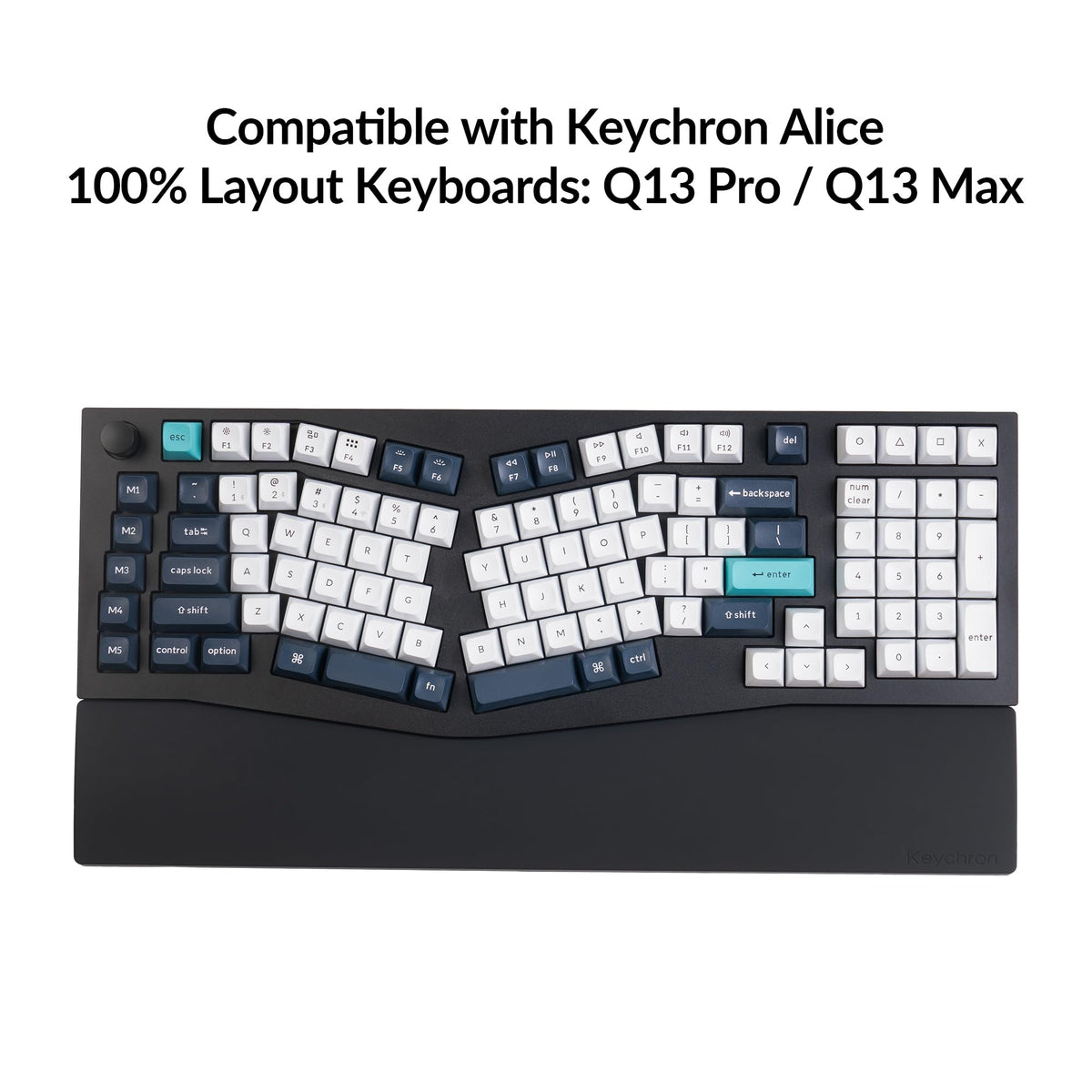 Keychron Black Silicone Wrist & Palm Rest, 17.56" for 100% Alice Layout Mechanical Keyboards (Q13