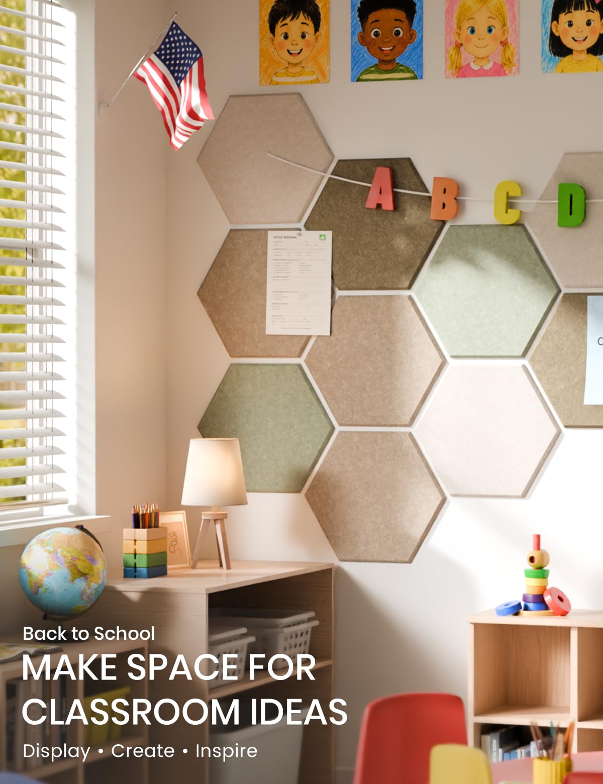 Fluxynara 10-Pack Hexagon Cork Board Alternative, Linen Dusk