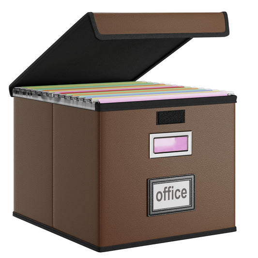 Huolewa File Organizer Box with Lids, Collapsible File Folder Organizer