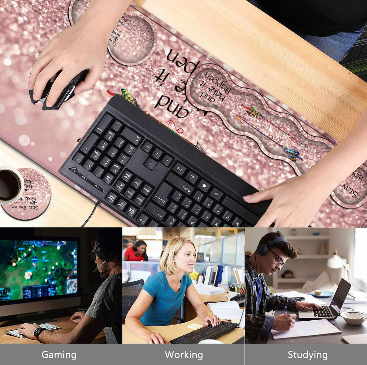 Office Desk Pad,Large Mouse Pad,Laptop Desk Table Protector Writing Mat Easy Clean for Office