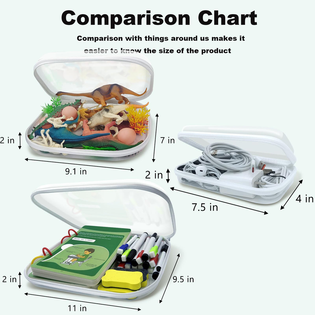 Clear Hard Shell Zipper Case,3PCS Transparent Clear Zipper Pouches,Hard Side Plastic Case