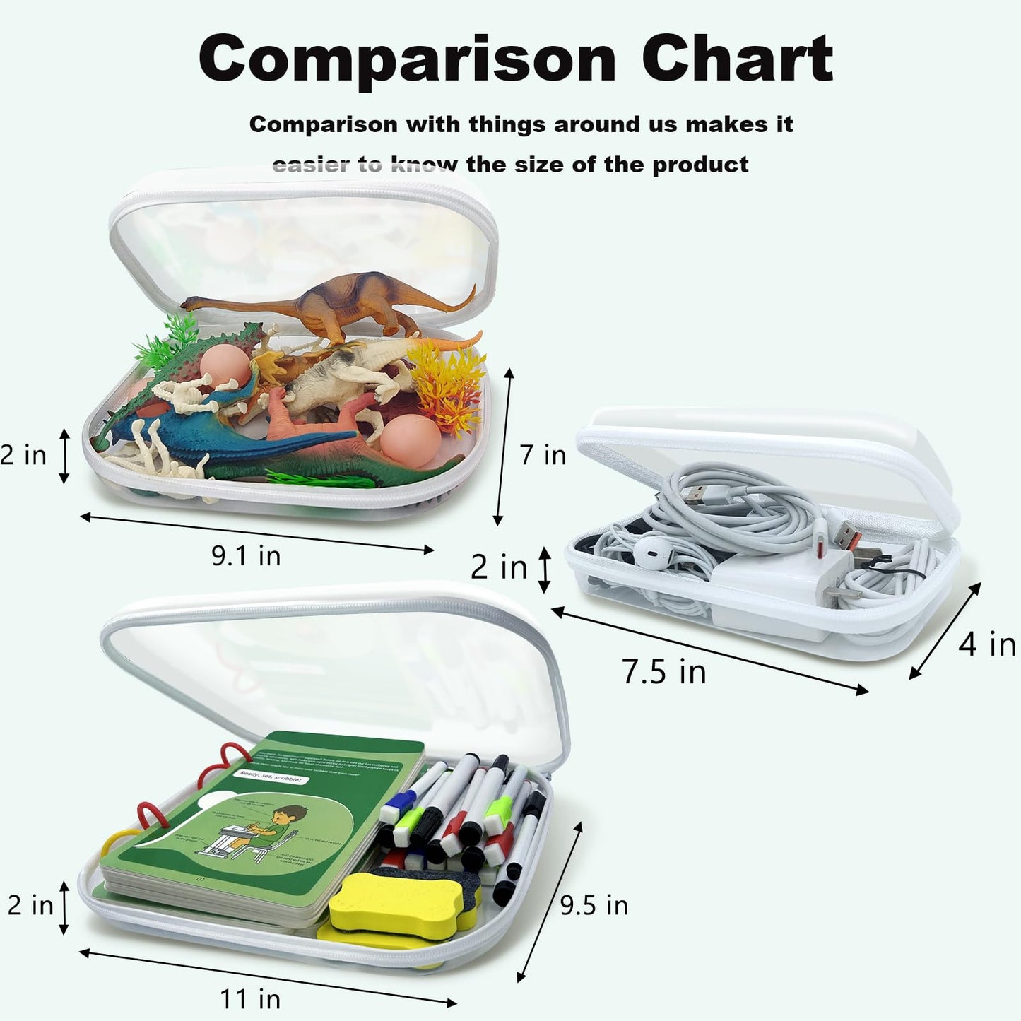 Clear Hard Shell Zipper Case,6PCS Transparent Clear Zipper Pouches,Hard Side Plastic Case