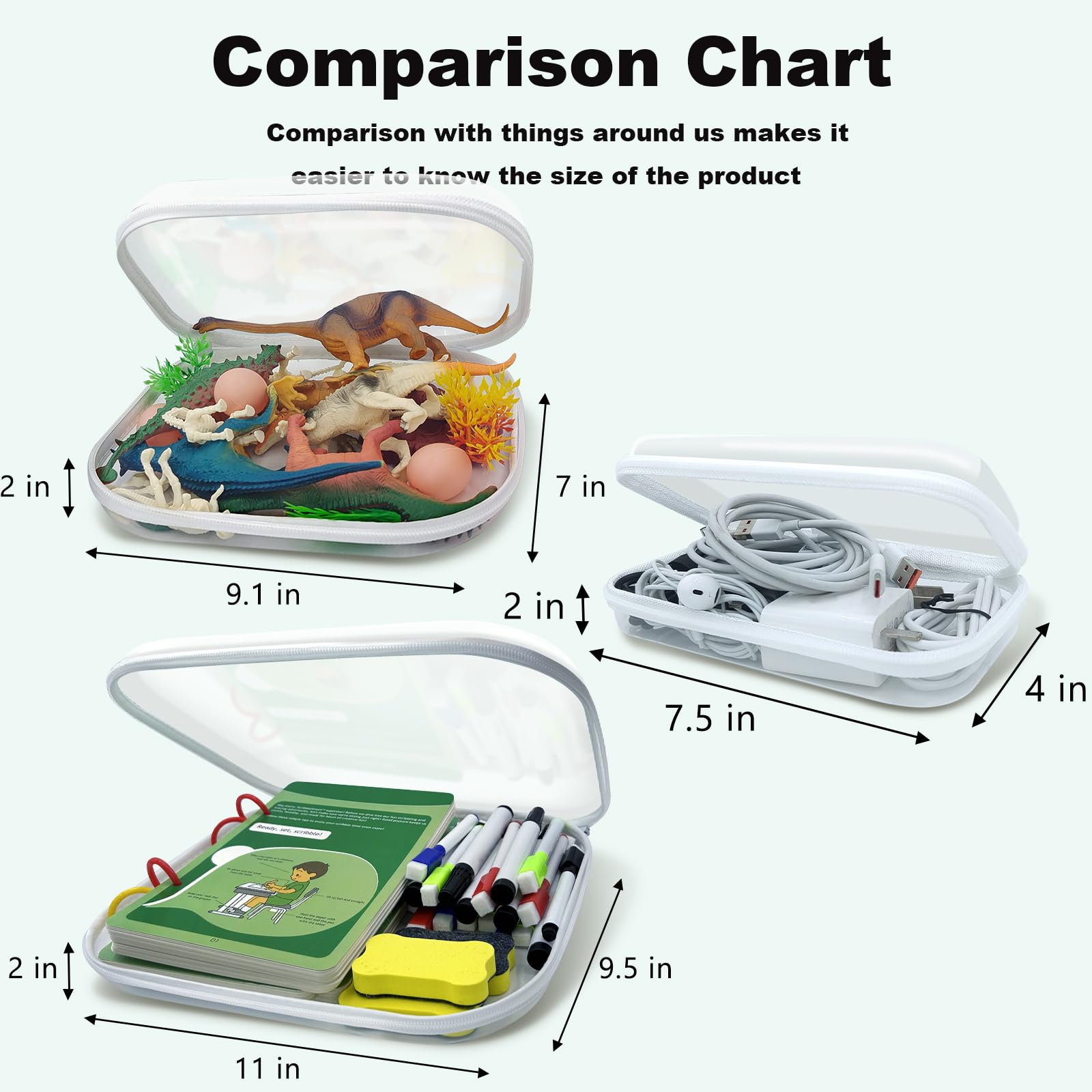 honitty Clear Hard Shell Zipper Case,3PCS Transparent Clear Laser Zipper Pouches,Hard Side Plastic