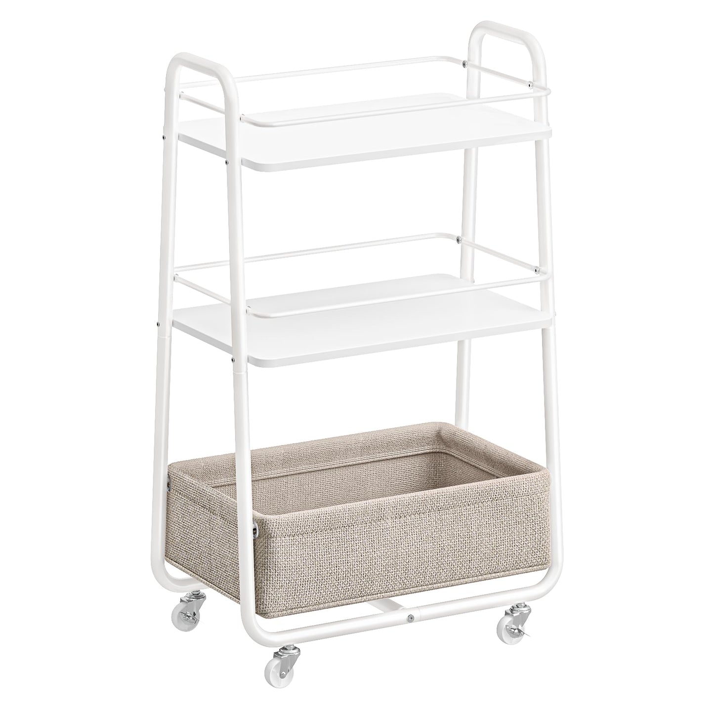 VASAGLE Storage Cart with Fabric Basket, 3-Tier Rolling Utility Cart