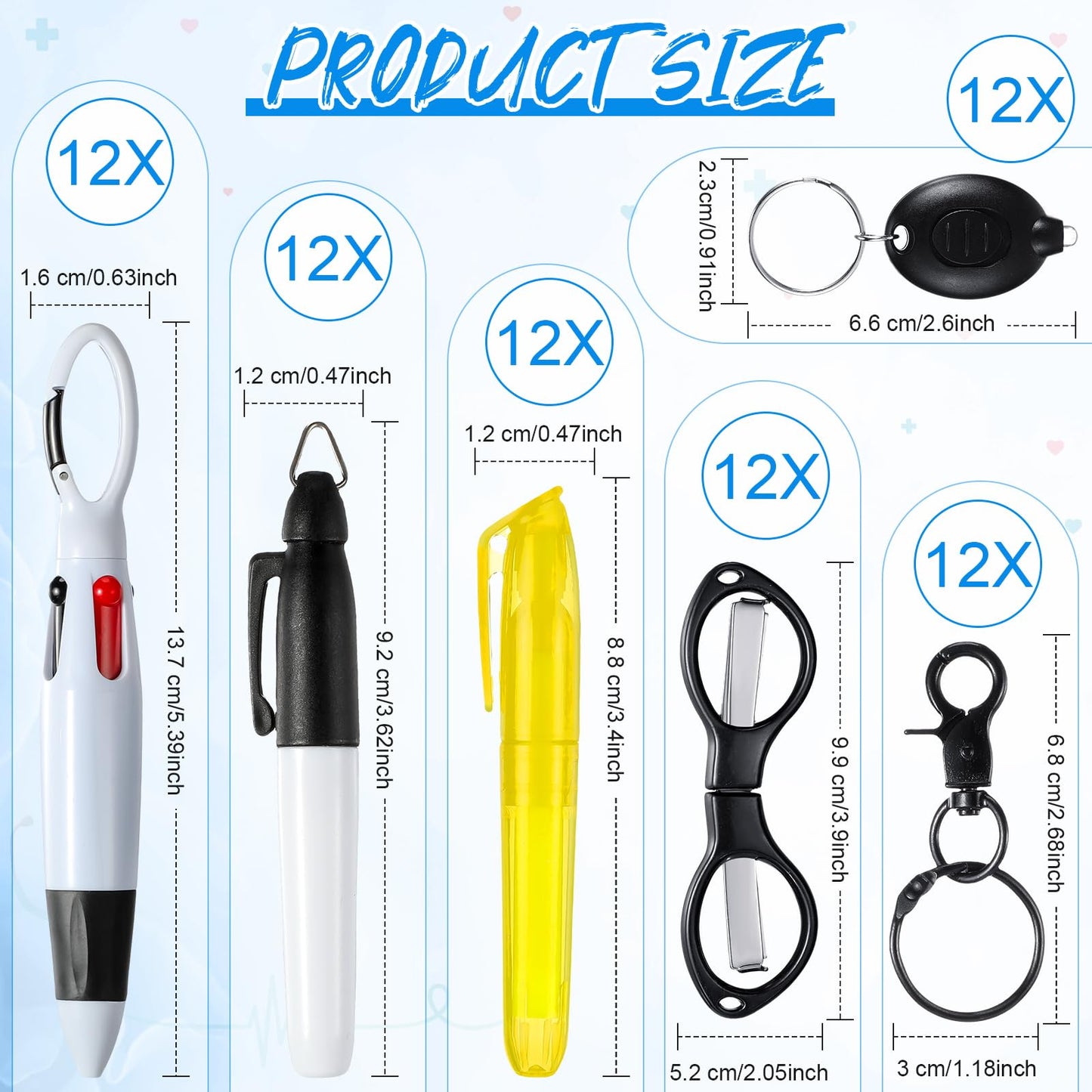 Glenmal 72 Pcs Nurse Pen Set for Badge Reel Mini Pens, Simple