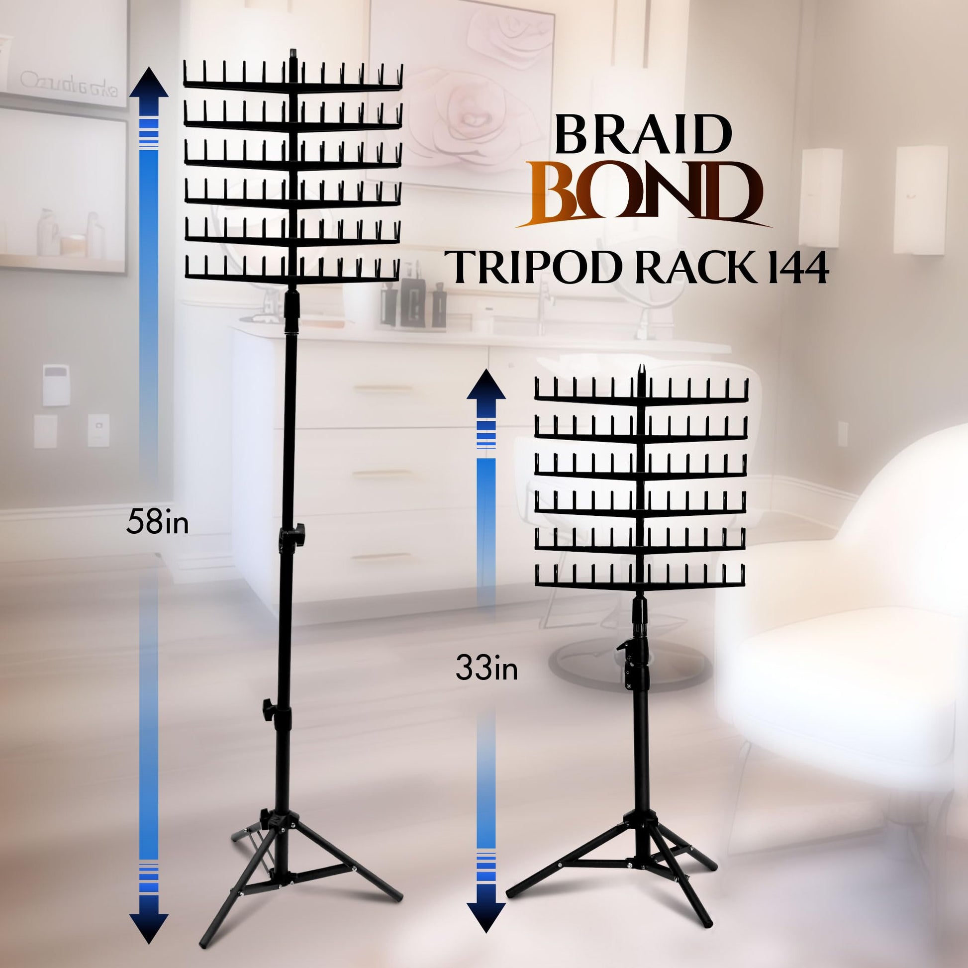 Laflare Standing Braid Hair Organizer – 144 Pegs Hair Extension Holder, Divider & Display Stand for