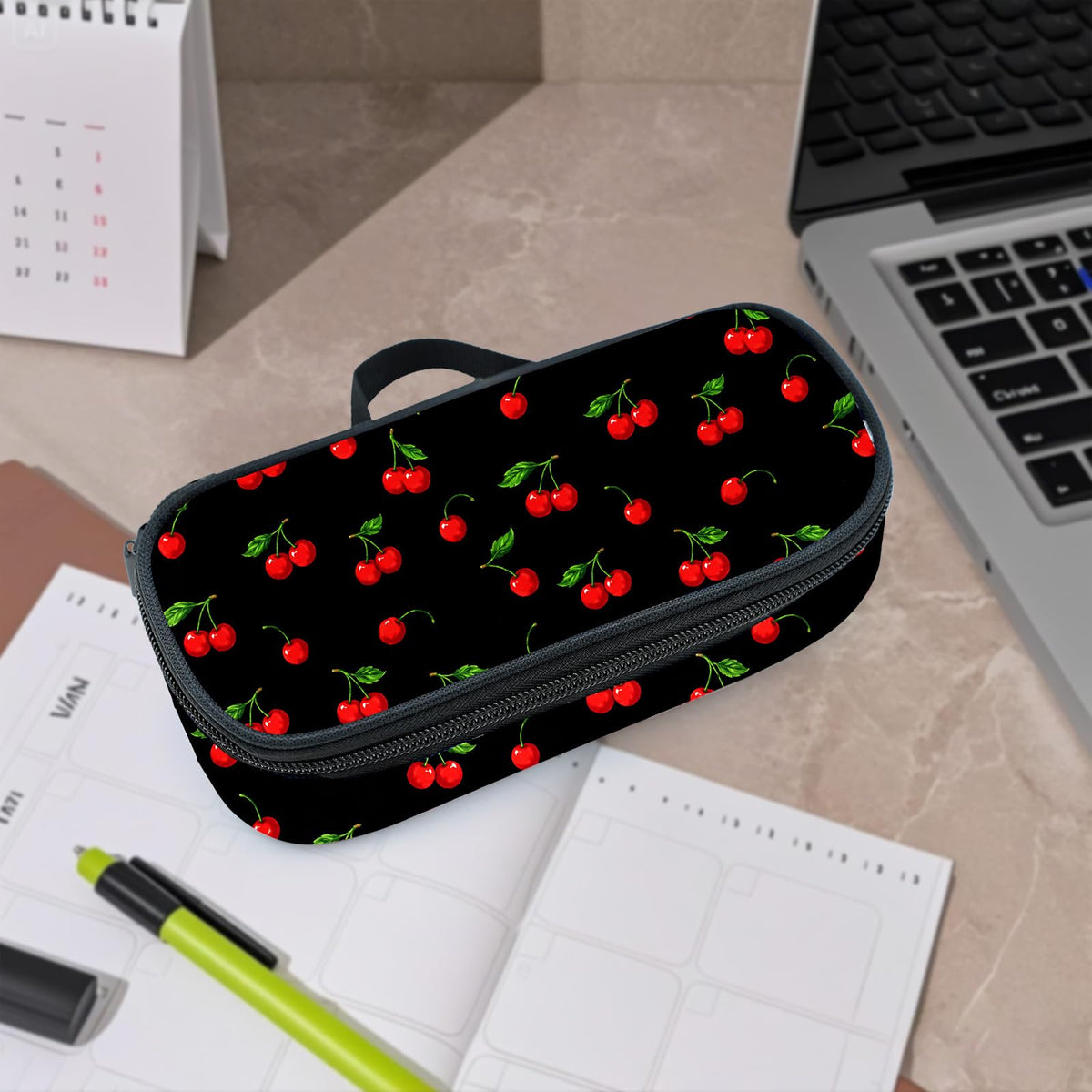 Droerfes Cherry Pencil Case Pencil Pouch Large Capacity Pen Bag School Office Organizer Stationery