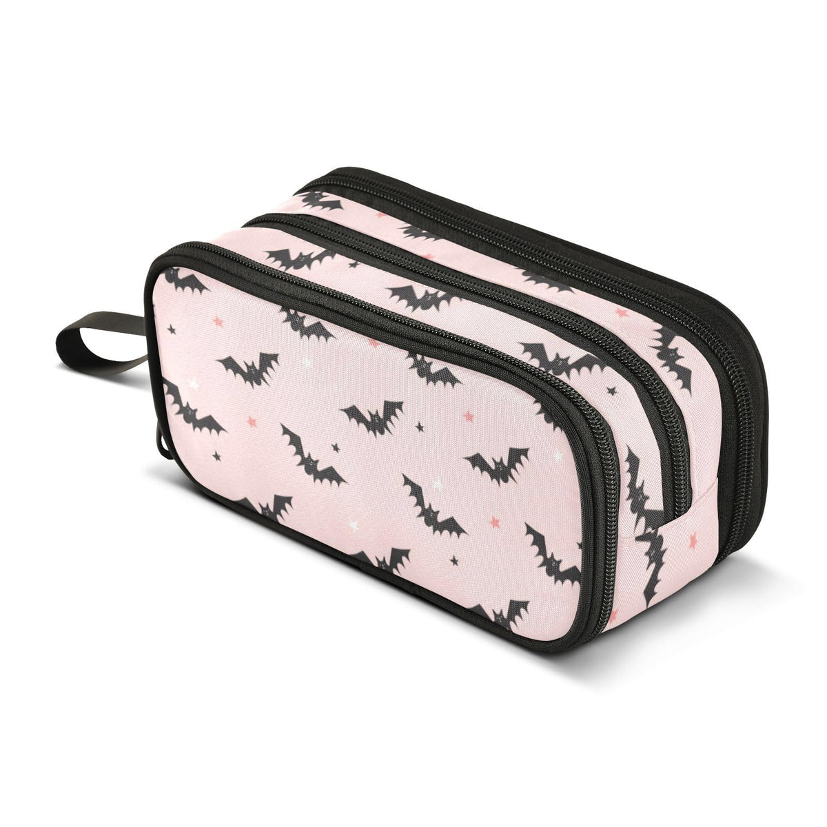 Sletend Pencil Case Halloween Bats Pink 3 Compartments Pencil Pouch