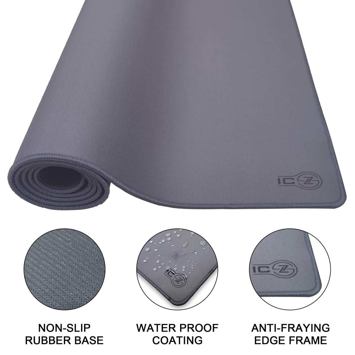 ICONIC - PRO PC GEAR 3XL Extended Gaming Mouse Pad/Mat 46"x20"(Steel Grey) - Large & Wide Desk