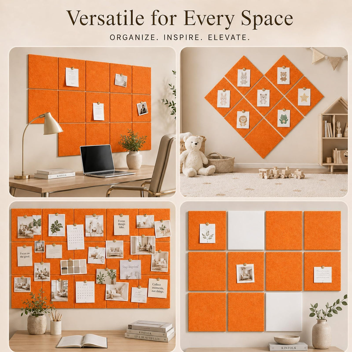 Baysola Felt Bulletin Board Tiles, Large Cork Board Alternative,24 x 36 in