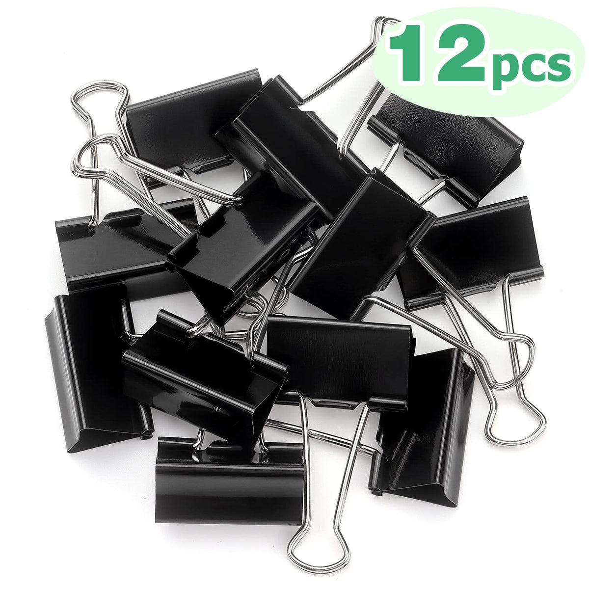 ZZTX 12 Pack Large Binder Clips 2.0 Inches Black