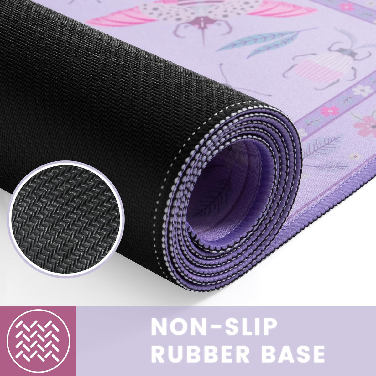 HAOCOO Purple Floral Desk Mat, XL Computer Pad for Office Aesthetics