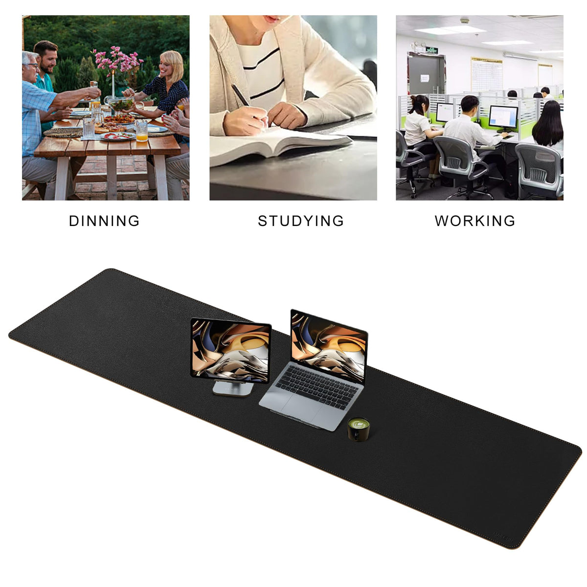MAIDERN 67” x 19.6” Desk Pad, Large Desk Mat, Cork & Leather Large Mouse pad for Desk, Waterproof