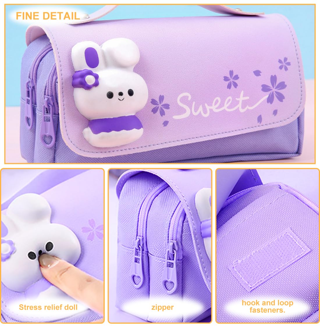 MCWTH Pencil Case for Girls, Kids Large Capacity Cute Pencil Box with Compartments School Organizer