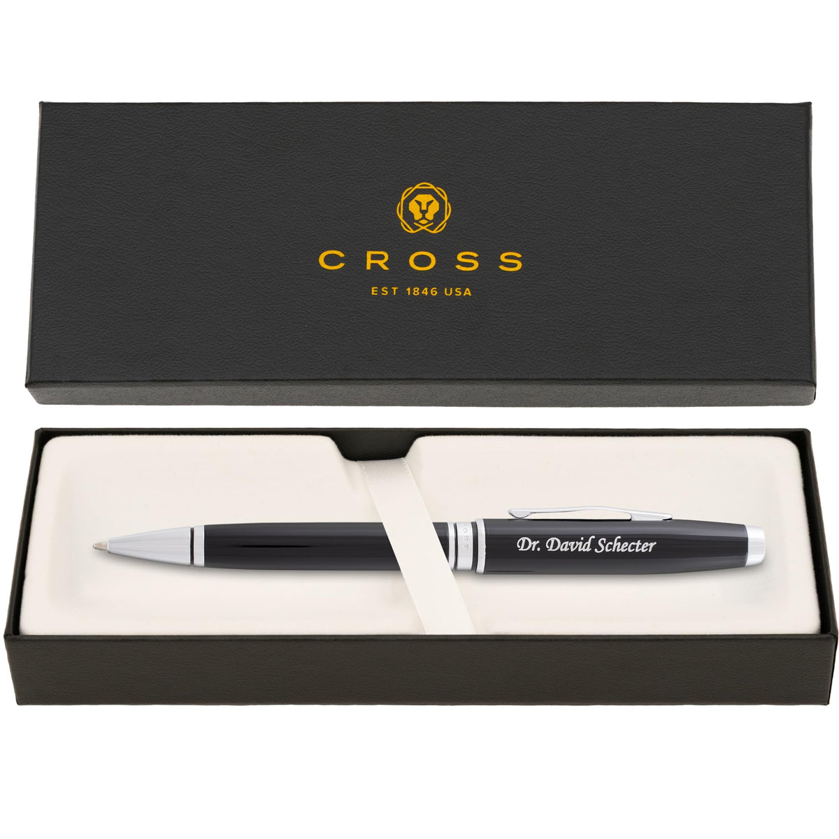 Cross Coventry Personalized Ballpoint Pen in Black Lacquer with Chrome Trim