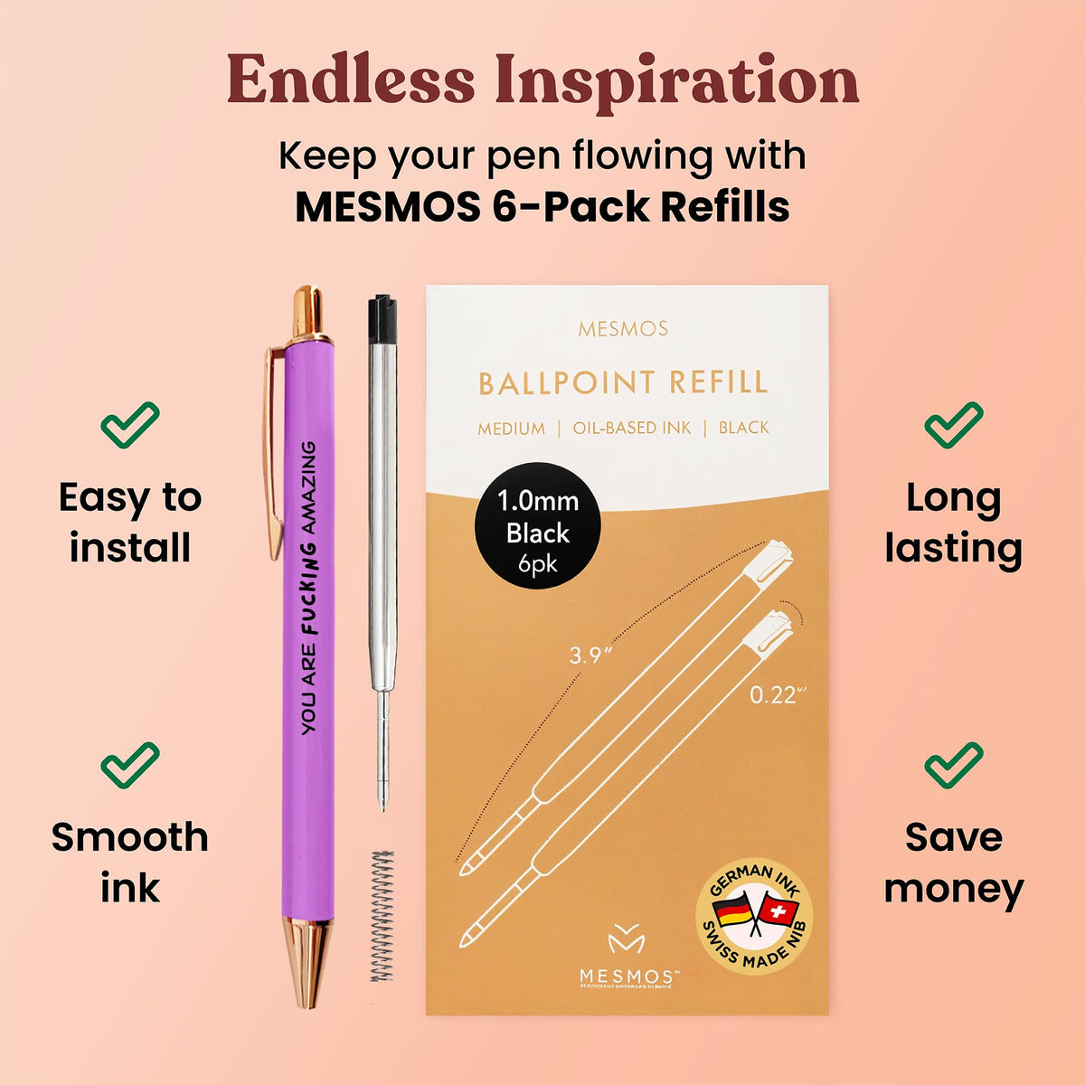 MESMOS Fucking Awesome Pen Set, Inappropriate Funny Gifts for Women and Friends. Fun and