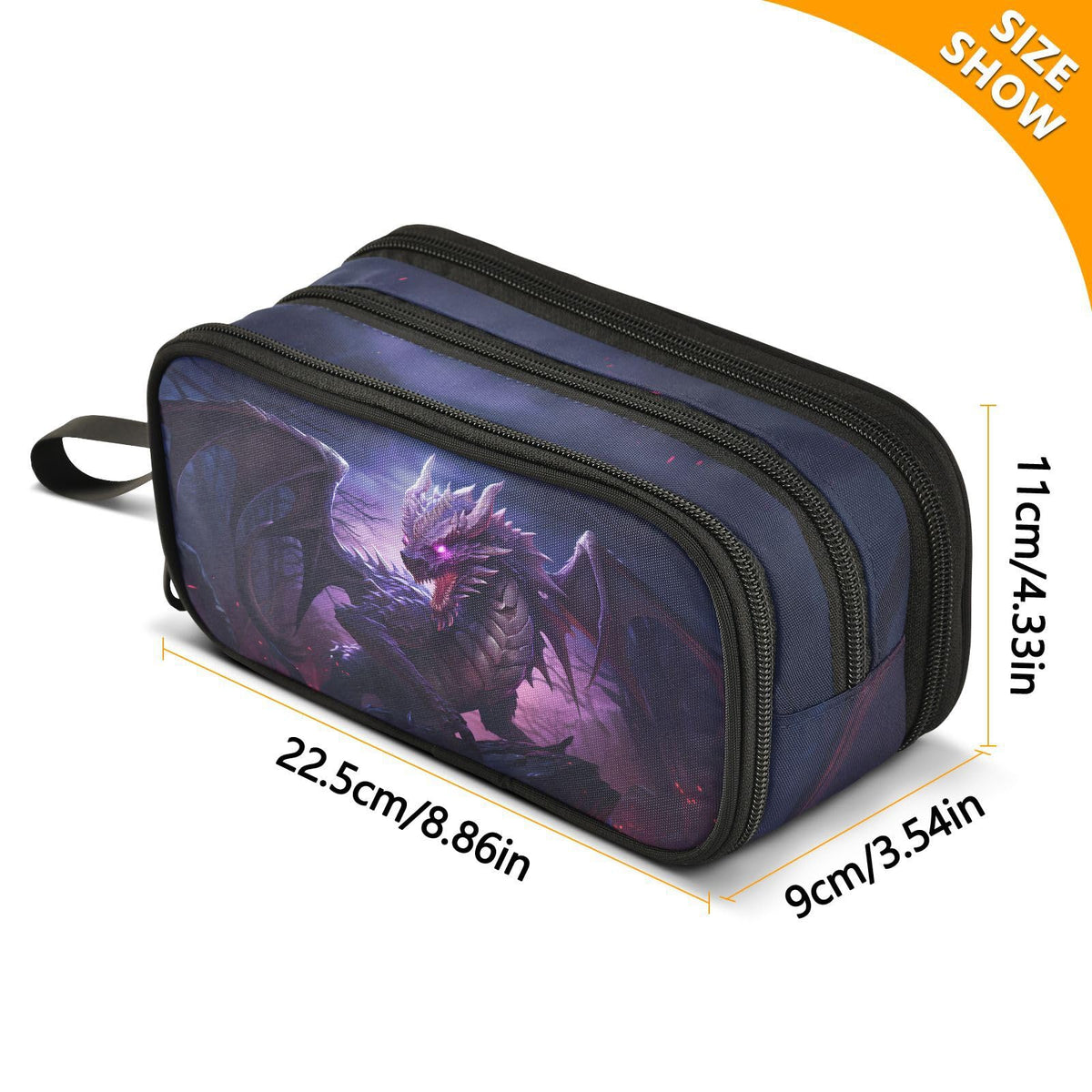 BOENLE Dragon Purple Pencil Case Box Boys Girls Large Pencil Pouch with Zipper Compartments Big